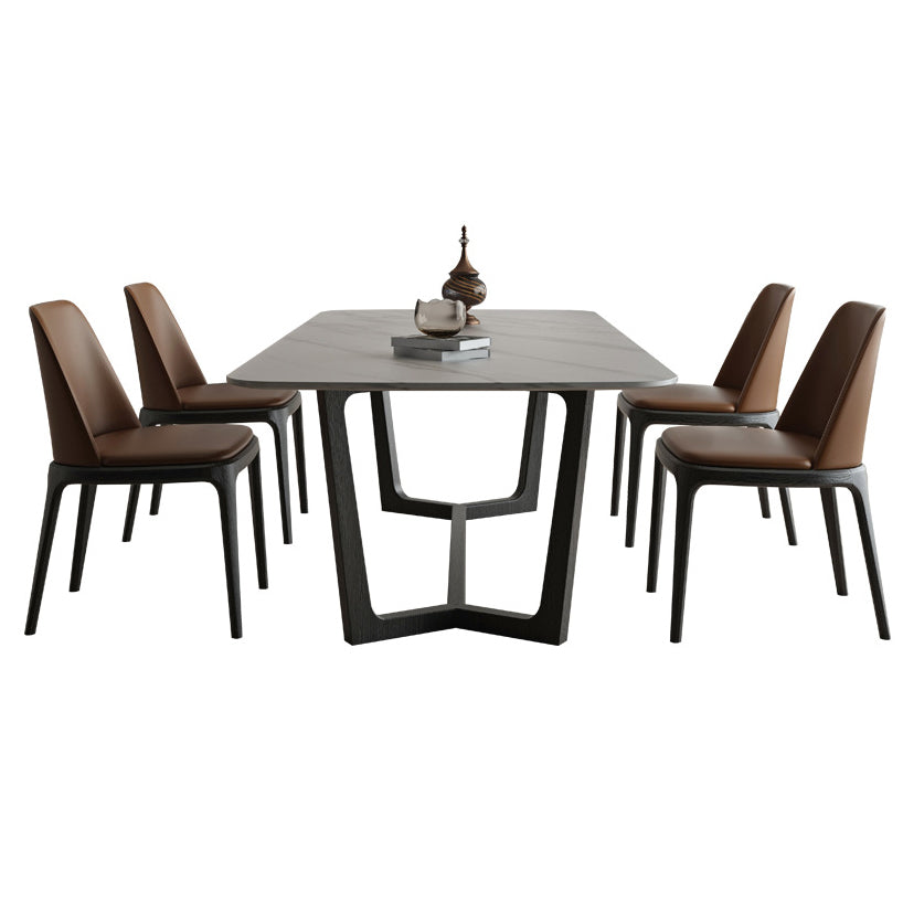 Industrial Sintered Stone Top Table Rectangle Table with Trestle Base