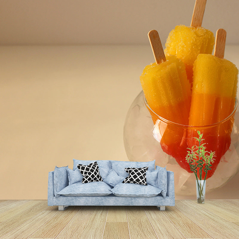 Environment Friendly Ice Cream Mural Decorative Wallpaper for Dessert Shop