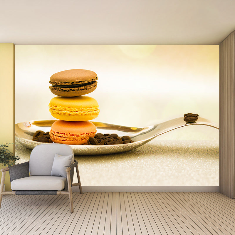 Macaron Environment Friendly Mural Decorative Wallpaper for Dessert Shop