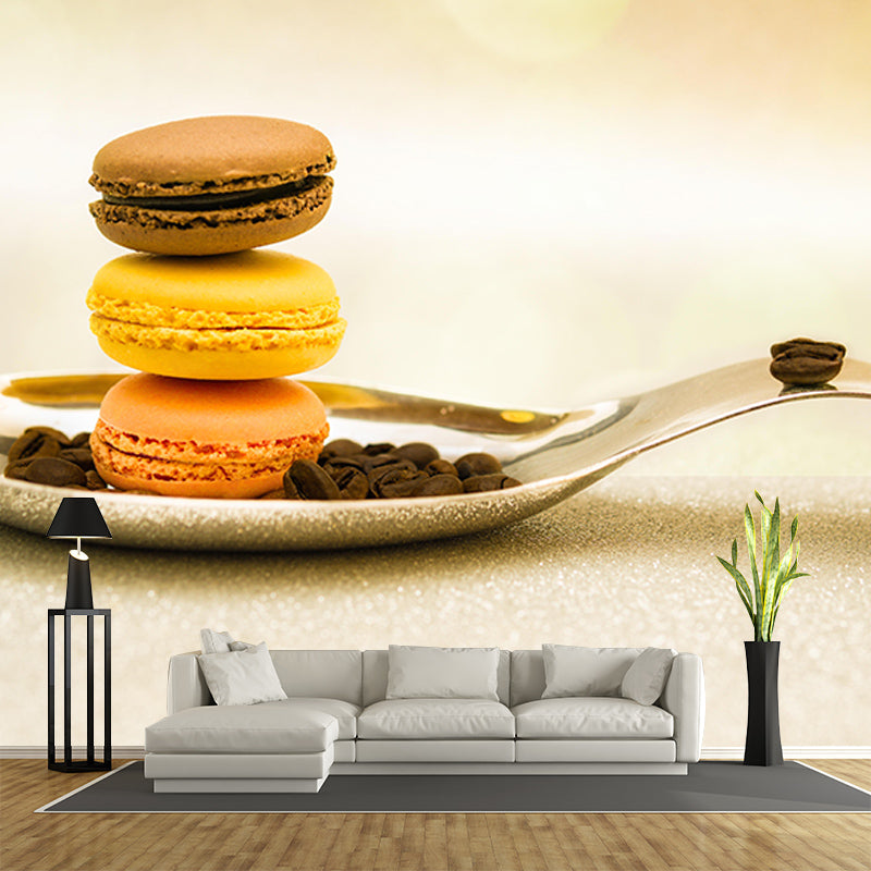Macaron Environment Friendly Mural Decorative Wallpaper for Dessert Shop