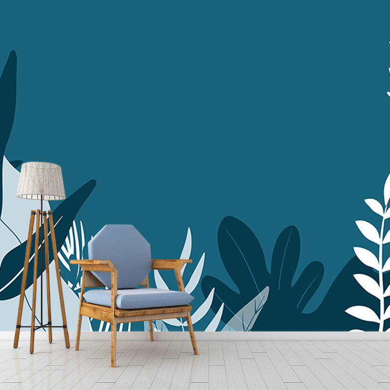 Eco-friendly Tropical Plants Mural Decorative Wallpaper for Study Room