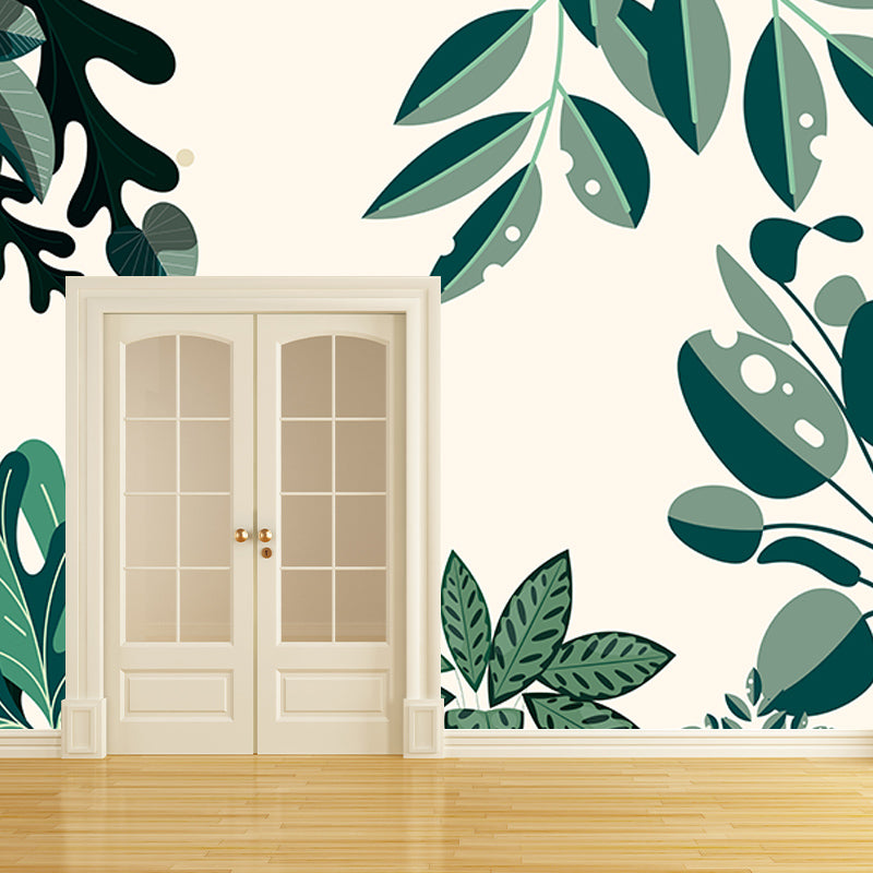 Mildew Resistant Tropical Plants Mural Decorative Wallpaper for Dining Room