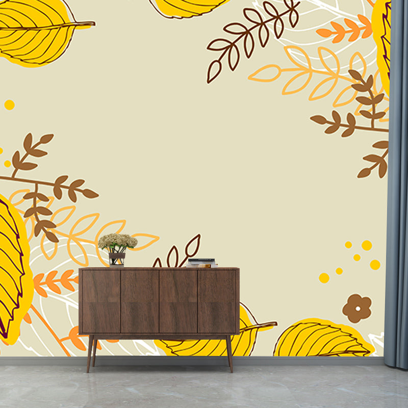 Mildew Resistant Tropical Plants Mural Decorative Wallpaper for Dining Room