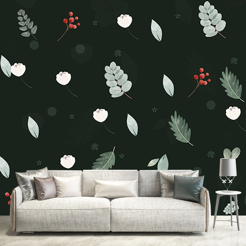 Mildew Resistant Tropical Plants Mural Decorative Wallpaper for Dining Room