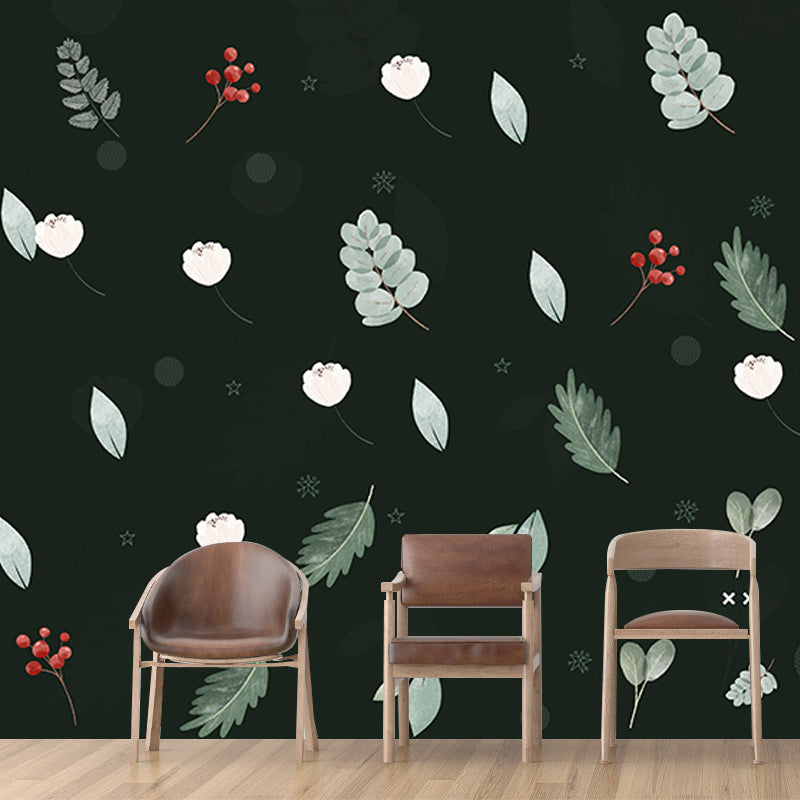 Mildew Resistant Tropical Plants Mural Decorative Wallpaper for Dining Room