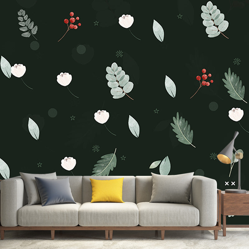 Mildew Resistant Tropical Plants Mural Decorative Wallpaper for Dining Room
