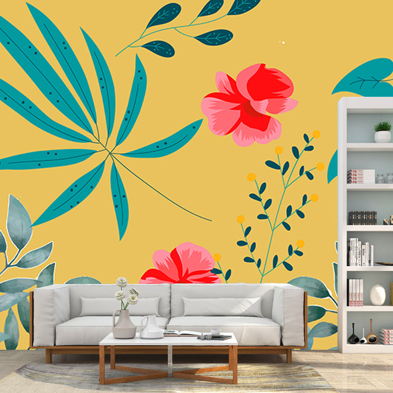 Bright Color Tropical Plants Mural Decorative Wallpaper for Kitchen