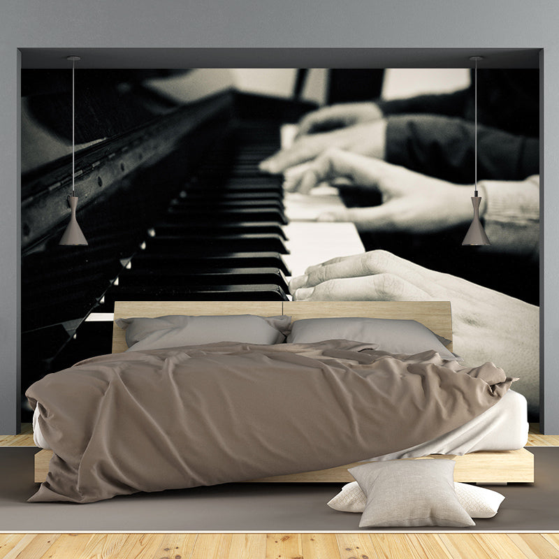 Black and White Piano Mural Decorative Wallpaper Wall Covering