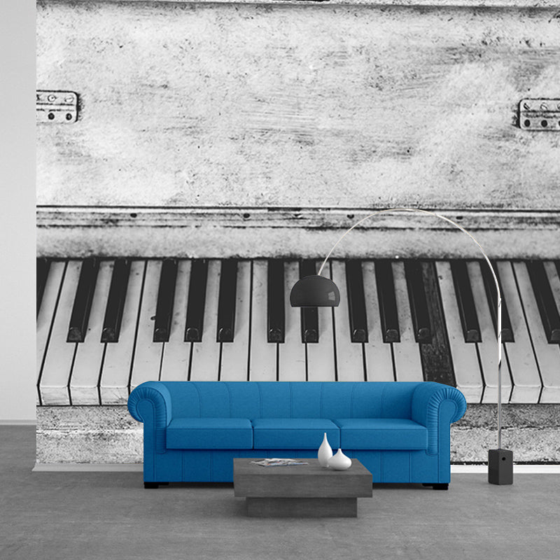 Black and White Piano Mural Decorative Wallpaper Wall Covering