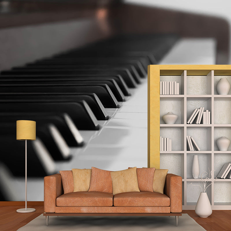Black and White Piano Mural Decorative Wallpaper Wall Covering