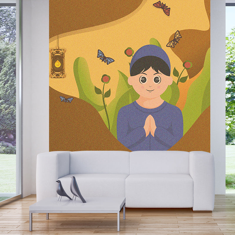 Horizontal Illustration Cartoon Mural Wallpaper Eco-friendly for Children's Bedroom