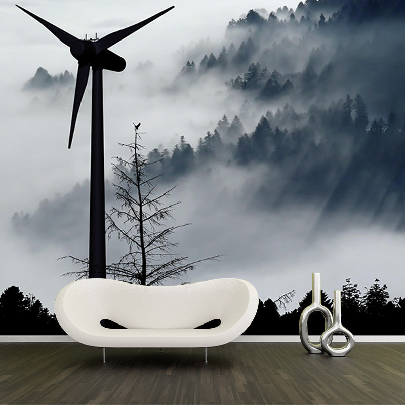 Horizontal Photography Windmill Mural Wallpaper Eco-friendly for Room