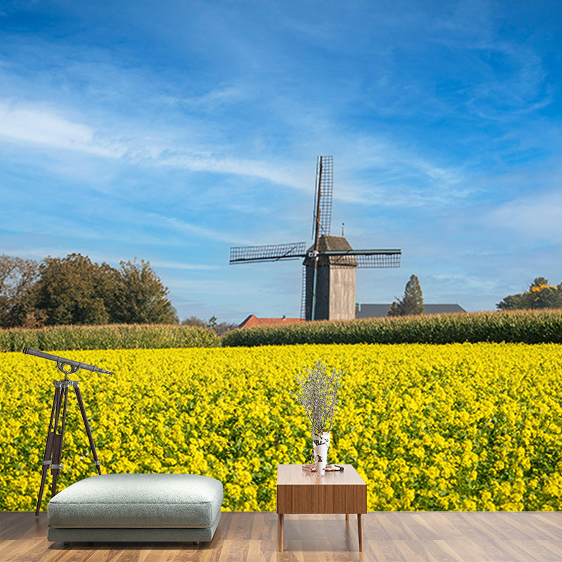Customized Windmill Photography Mural Wallpaper Eco-friendly for Sitting Room