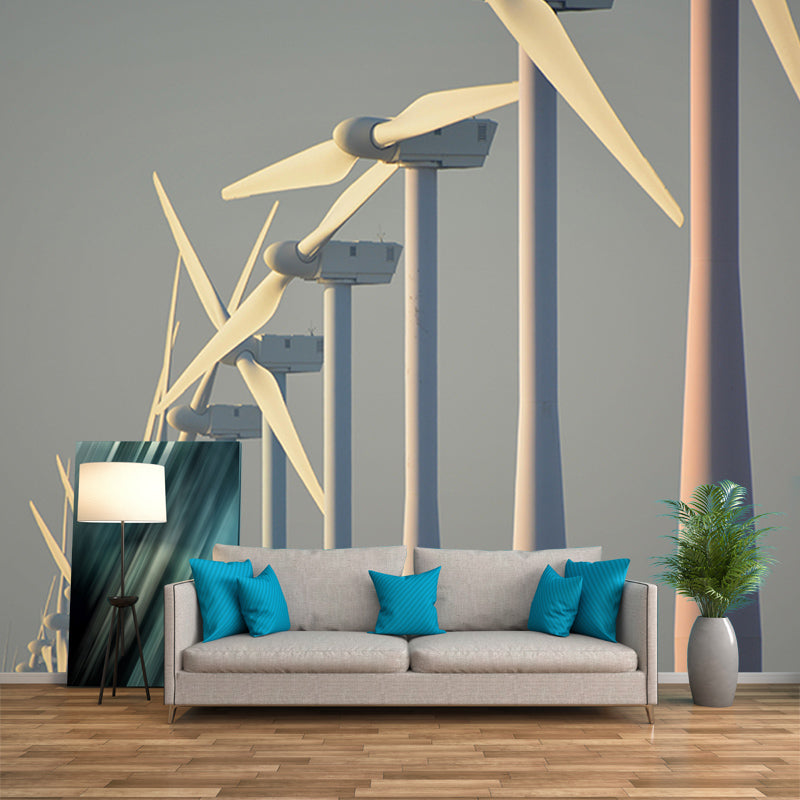 Horizontal Photography Windmill Wall Mural Wallpaper Eco-friendly for Sleeping Room