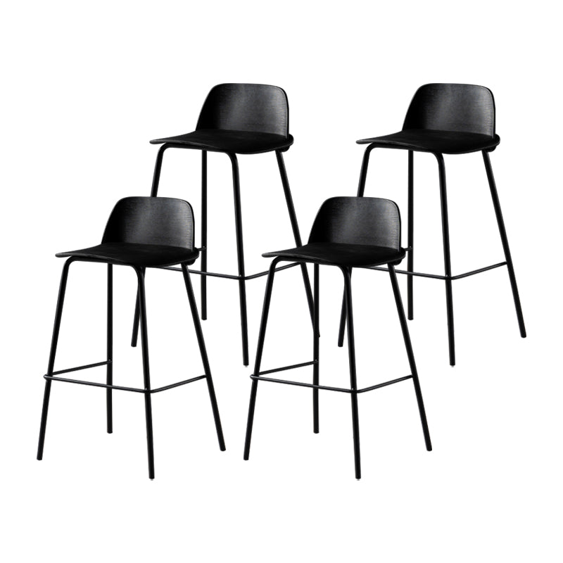 Taburete de bar contemporáneo, silla de mostrador con respaldo bajo de plástico sin brazos con base de hierro