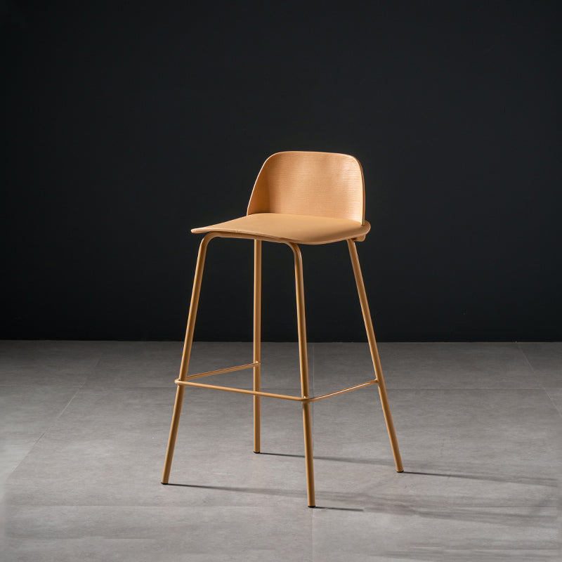 Taburete de bar contemporáneo, silla de mostrador con respaldo bajo de plástico sin brazos con base de hierro