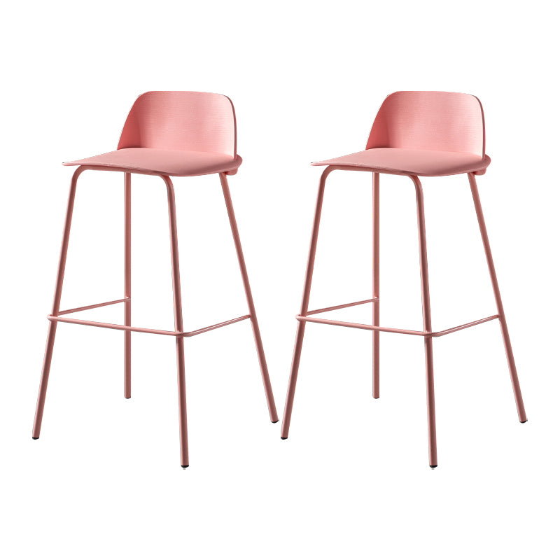 Taburete de bar contemporáneo, silla de mostrador con respaldo bajo de plástico sin brazos con base de hierro