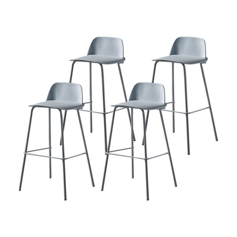 Taburete de bar contemporáneo, silla de mostrador con respaldo bajo de plástico sin brazos con base de hierro