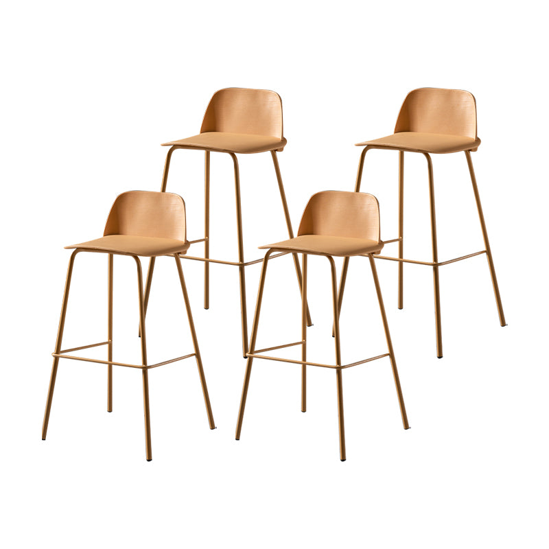 Taburete de bar contemporáneo, silla de mostrador con respaldo bajo de plástico sin brazos con base de hierro