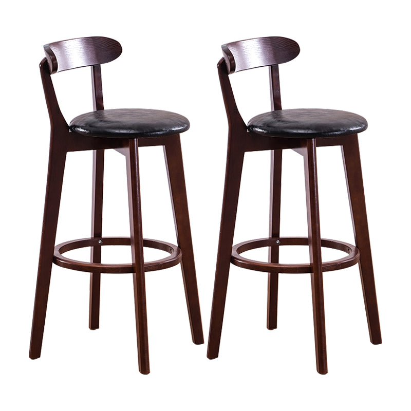 Contemporary Bar Stool Armless Wood Low Back Bar Stool with Footrest