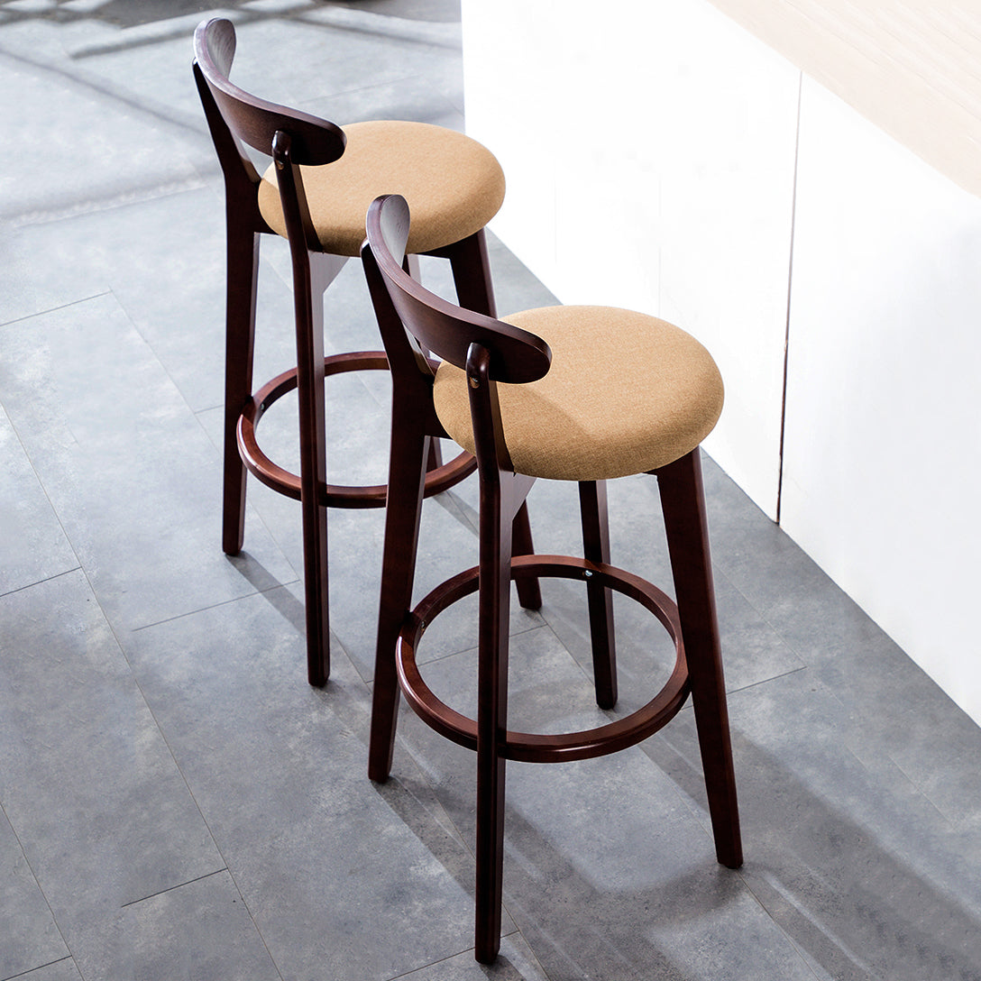 Contemporary Bar Stool Armless Wood Low Back Bar Stool with Footrest