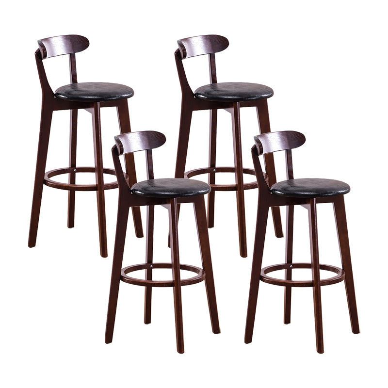 Contemporary Bar Stool Armless Wood Low Back Bar Stool with Footrest