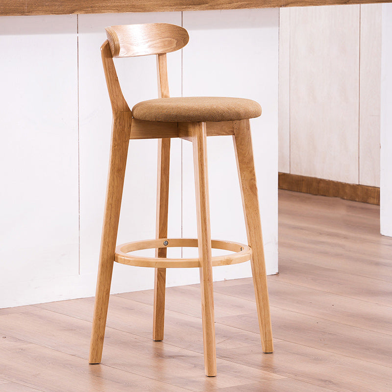 Contemporary Bar Stool Armless Wood Low Back Bar Stool with Footrest