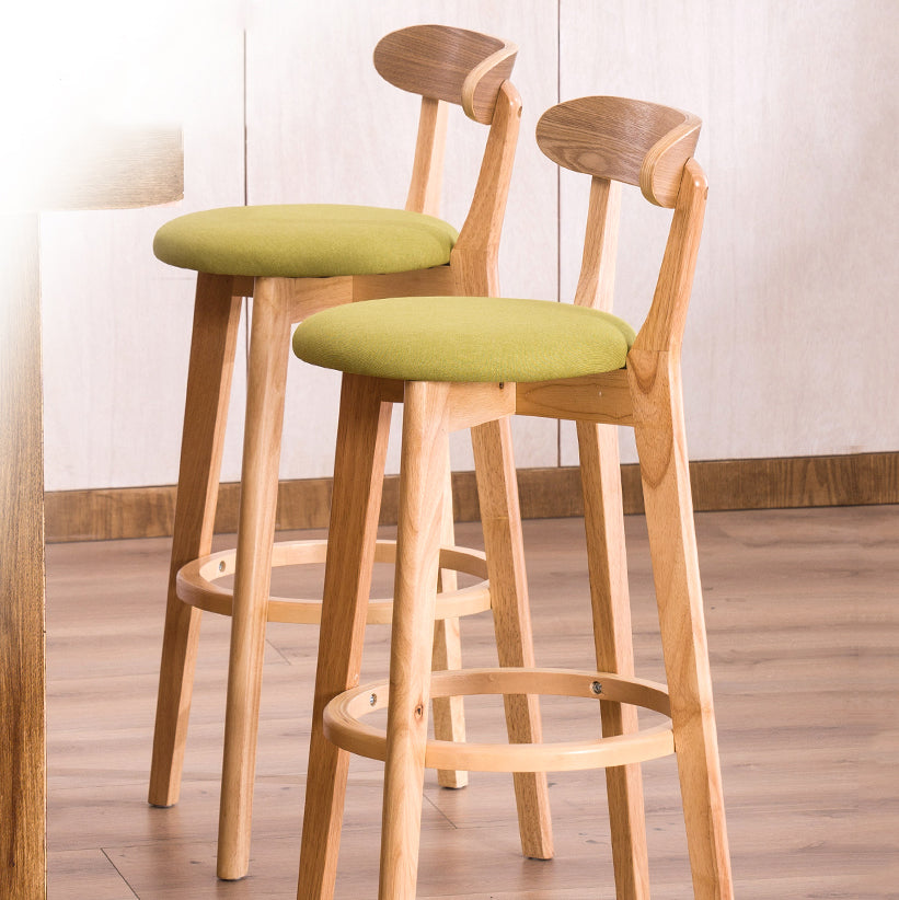 Contemporary Bar Stool Armless Wood Low Back Bar Stool with Footrest