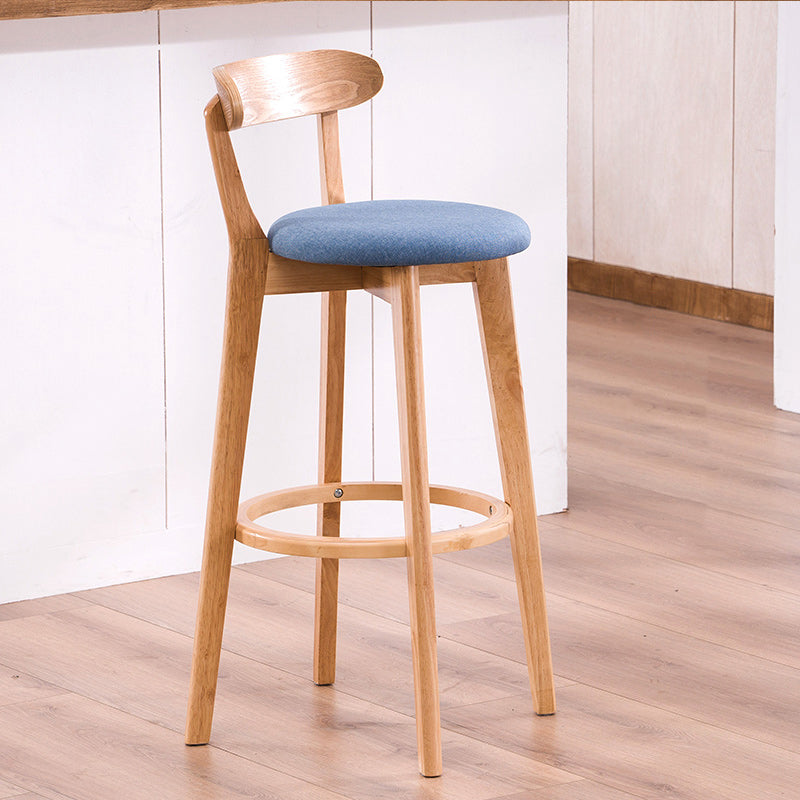 Contemporary Bar Stool Armless Wood Low Back Bar Stool with Footrest