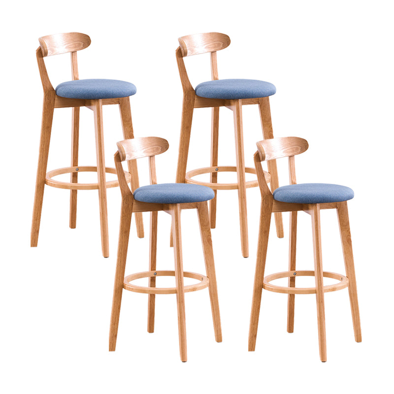 Contemporary Bar Stool Armless Wood Low Back Bar Stool with Footrest