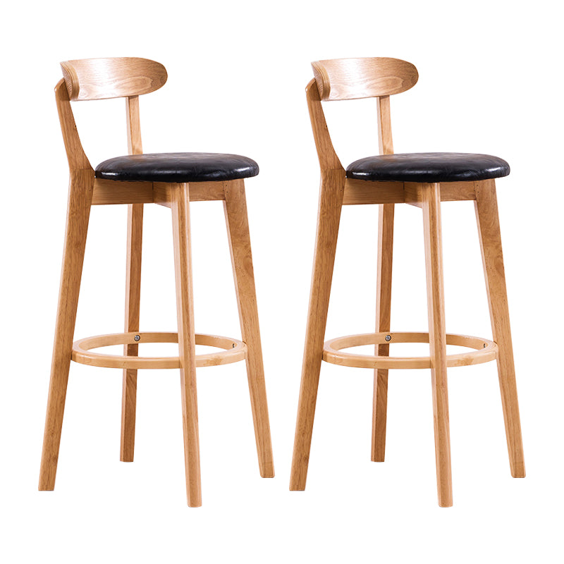 Contemporary Bar Stool Armless Wood Low Back Bar Stool with Footrest