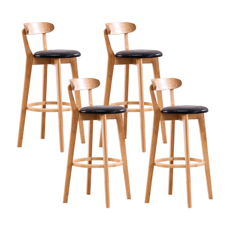 Contemporary Bar Stool Armless Wood Low Back Bar Stool with Footrest