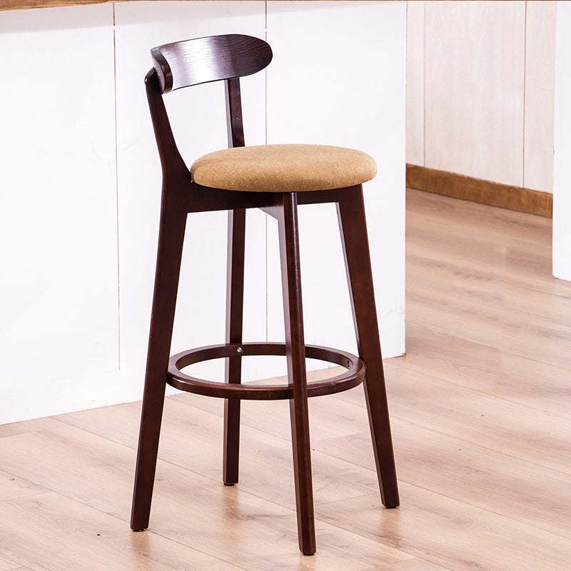 Contemporary Bar Stool Armless Wood Low Back Bar Stool with Footrest