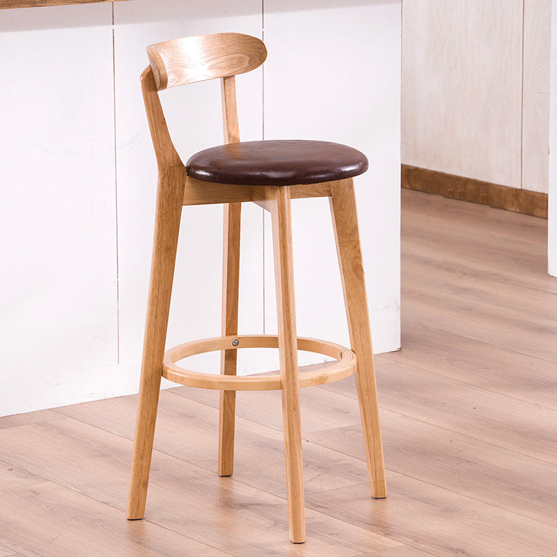 Contemporary Bar Stool Armless Wood Low Back Bar Stool with Footrest