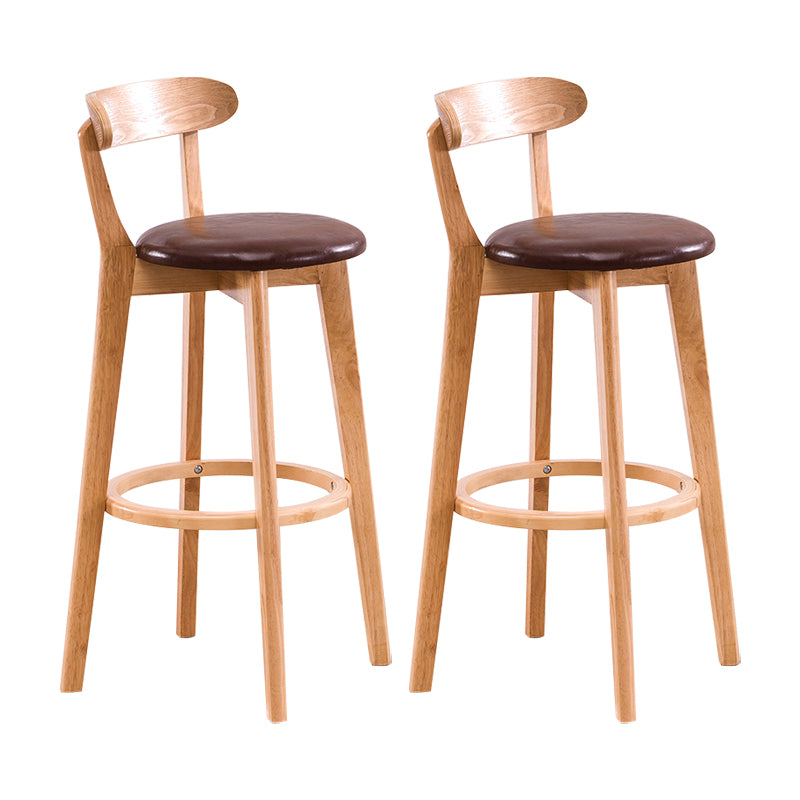 Contemporary Bar Stool Armless Wood Low Back Bar Stool with Footrest