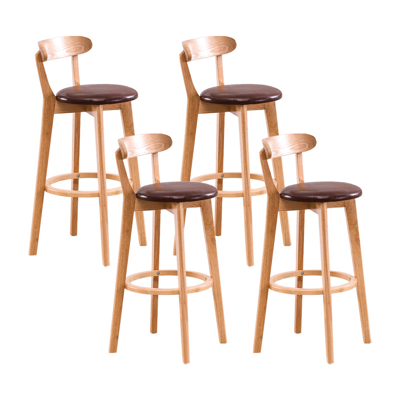 Contemporary Bar Stool Armless Wood Low Back Bar Stool with Footrest