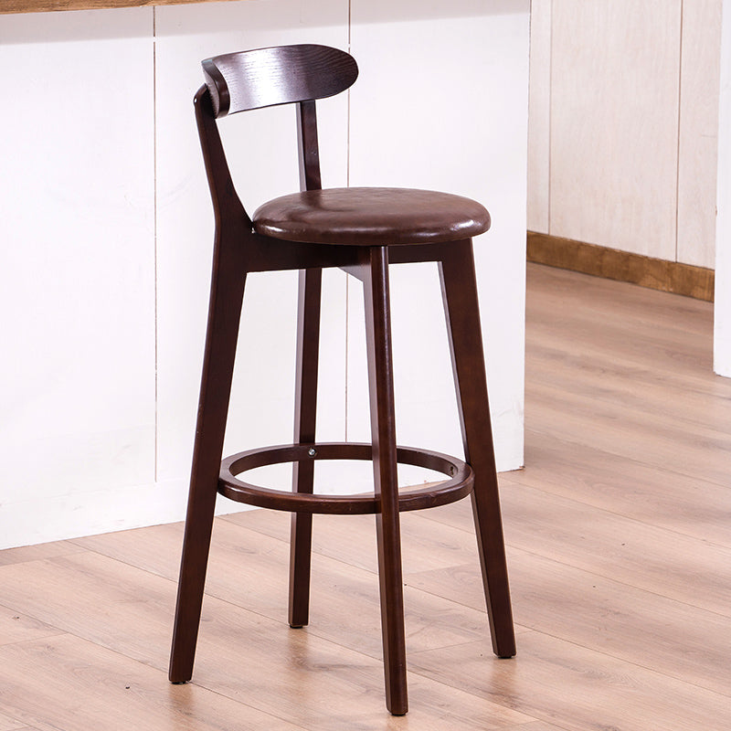 Contemporary Bar Stool Armless Wood Low Back Bar Stool with Footrest