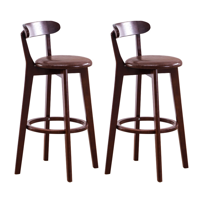 Contemporary Bar Stool Armless Wood Low Back Bar Stool with Footrest