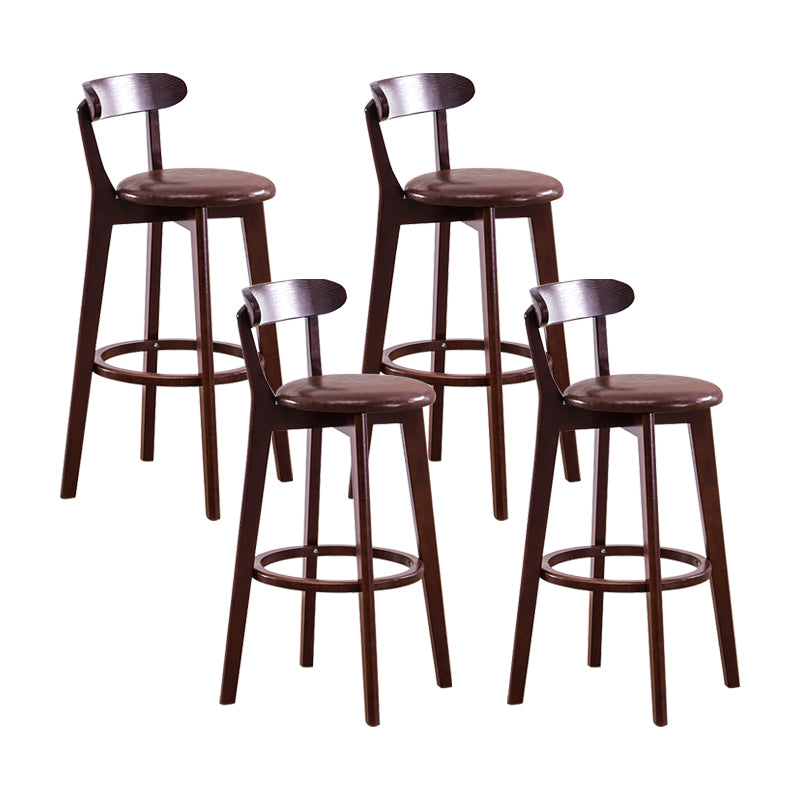 Contemporary Bar Stool Armless Wood Low Back Bar Stool with Footrest