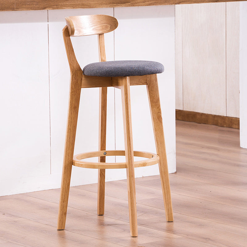 Contemporary Bar Stool Armless Wood Low Back Bar Stool with Footrest