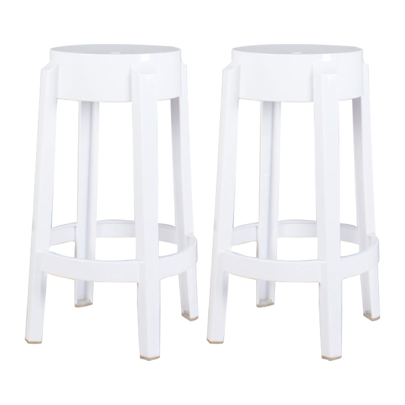 Taburete de bar plástico sin respaldo sin brazos moderno para sala de estar con pedal de plástico