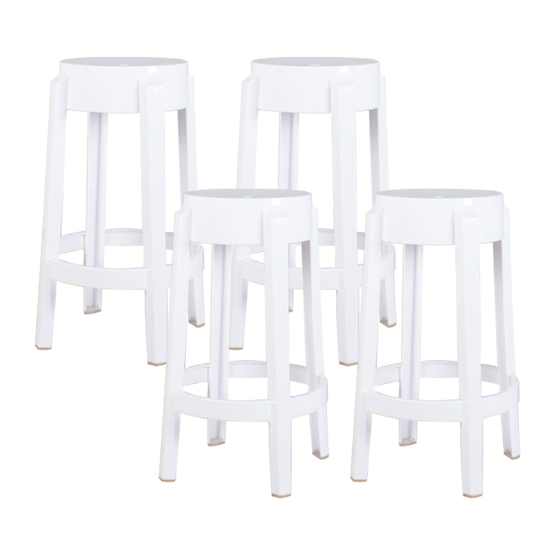 Taburete de bar plástico sin respaldo sin brazos moderno para sala de estar con pedal de plástico