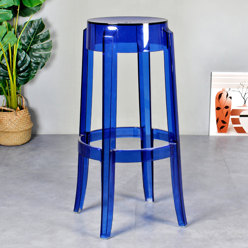 Taburete de bar plástico sin respaldo sin brazos moderno para sala de estar con pedal de plástico