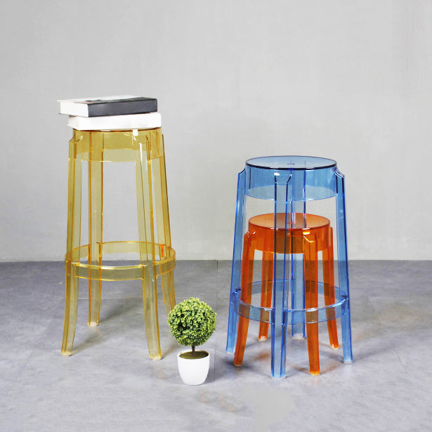 Taburete de bar plástico sin respaldo sin brazos moderno para sala de estar con pedal de plástico