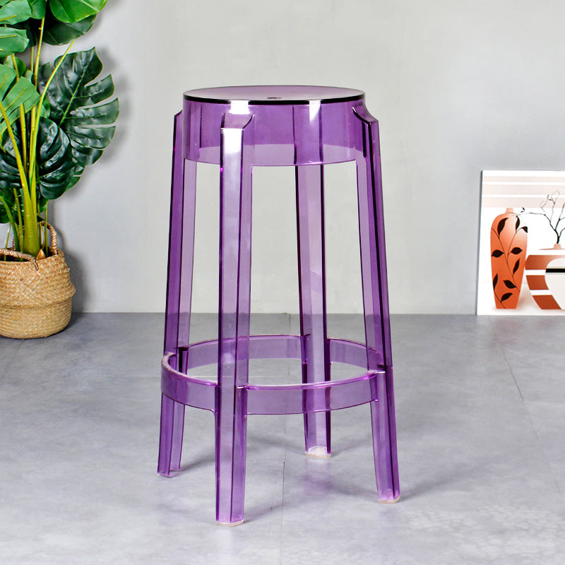 Taburete de bar plástico sin respaldo sin brazos moderno para sala de estar con pedal de plástico