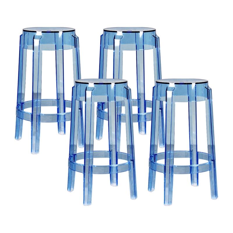 Taburete de bar plástico sin respaldo sin brazos moderno para sala de estar con pedal de plástico