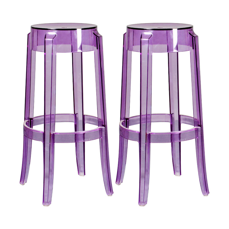 Taburete de bar plástico sin respaldo sin brazos moderno para sala de estar con pedal de plástico