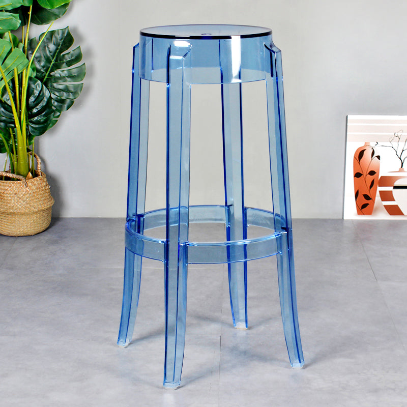 Taburete de bar plástico sin respaldo sin brazos moderno para sala de estar con pedal de plástico