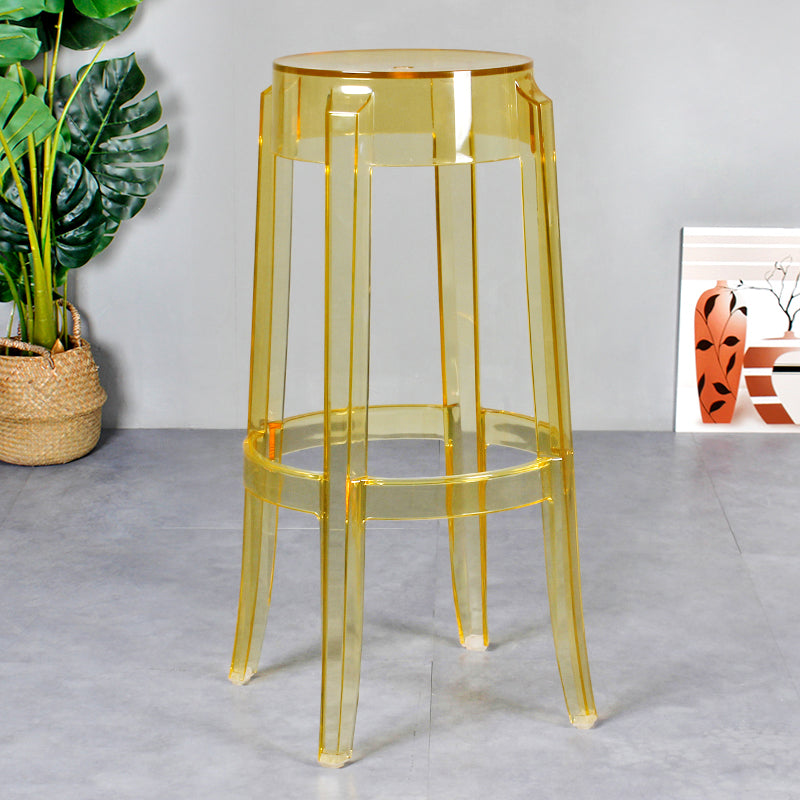 Taburete de bar plástico sin respaldo sin brazos moderno para sala de estar con pedal de plástico