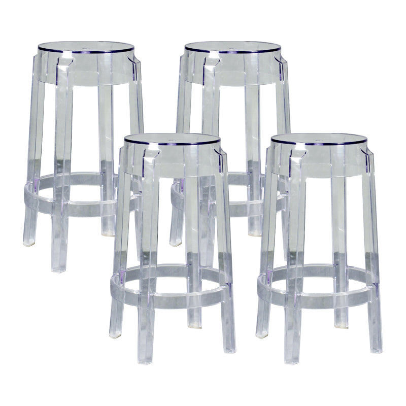 Taburete de bar plástico sin respaldo sin brazos moderno para sala de estar con pedal de plástico